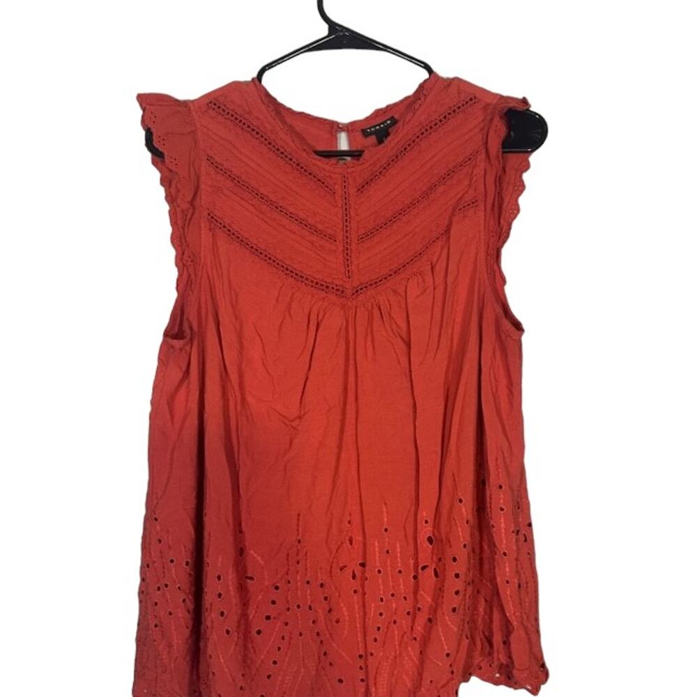 Torrid Red Embroidered Flutter Sleeve Blouse Lightweight Plus Women Size 2 / 2X